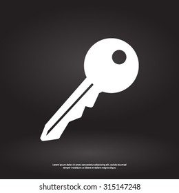 Key icon. Lock simbol. Security sign. Flat design style.