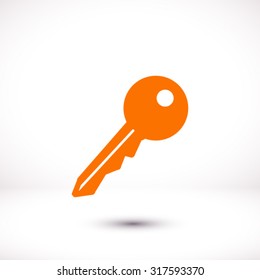 Key icon. Lock simbol. Security sign. Flat design style.