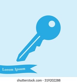 Key icon. Lock simbol. Security sign. Flat design style.