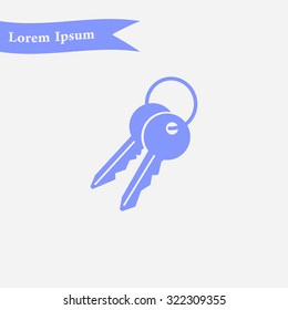 Key icon. Lock simbol. Security sign. Flat design style.