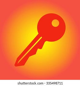 Key icon. Lock simbol. Security sign. Flat design style.