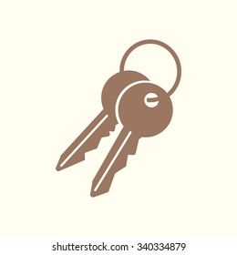 Key icon. Lock simbol. Security sign. Flat design style.