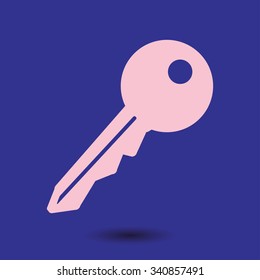 Key icon. Lock simbol. Security sign. Flat design style.