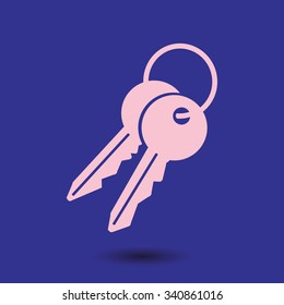 Key icon. Lock simbol. Security sign. Flat design style.