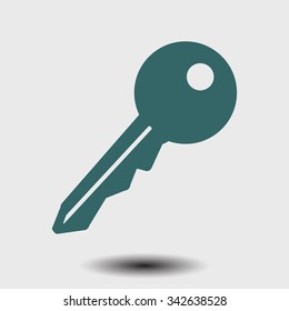 Key icon. Lock simbol. Security sign. Flat design style.