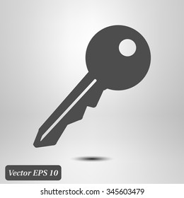 Key icon. Lock simbol. Security sign. Flat design style.