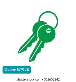 Key icon. Lock simbol. Security sign. Flat design style.
