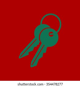 Key icon. Lock simbol. Security sign. Flat design style.