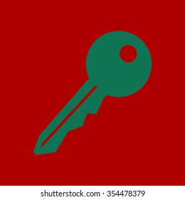 Key icon. Lock simbol. Security sign. Flat design style.