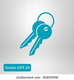Key icon. Lock simbol. Security sign. Flat design style.
