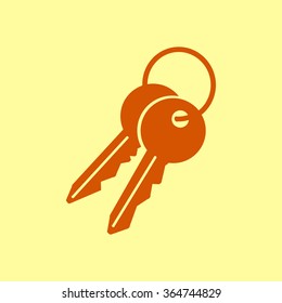 Key icon. Lock simbol. Security sign. Flat design style.