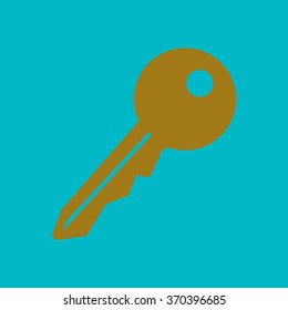 Key icon. Lock simbol. Security sign. Flat design style.