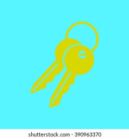 Key icon. Lock simbol. Security sign. Flat design style.