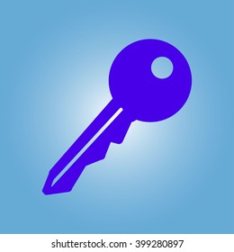 Key icon. Lock simbol. Security sign. Flat design style.
