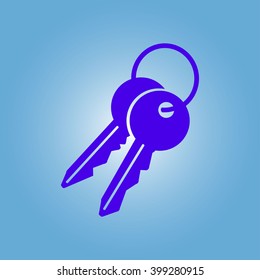 Key icon. Lock simbol. Security sign. Flat design style.