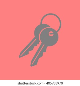Key icon. Lock simbol. Security sign. Flat design style.
