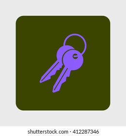 Key icon. Lock simbol. Security sign. Flat design style.