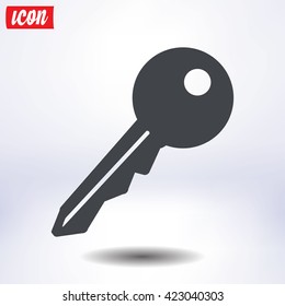 Key icon. Lock simbol. Security sign. Flat design style.