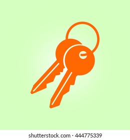 Key icon. Lock simbol. Security sign. Flat design style.