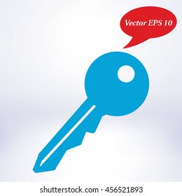 Key icon. Lock simbol. Security sign. Flat design style.