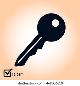 Key icon. Lock simbol. Security sign. Flat design style.