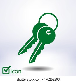 Key icon. Lock simbol. Security sign. Flat design style.