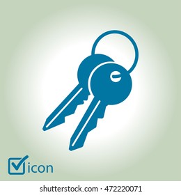 Key icon. Lock simbol. Security sign. Flat design style.