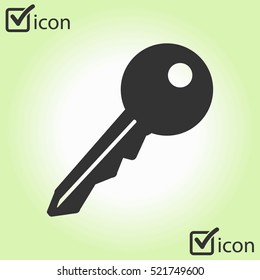 Key icon. Lock simbol. Security sign. Flat design style.