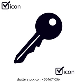 Key icon. Lock simbol. Security sign. Flat design style.