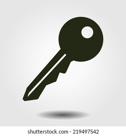 Key icon. Lock symbol. Security sign. Flat design style.