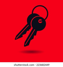 Key icon. Lock symbol. Security sign. Flat design style.
