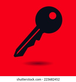 Key icon. Lock symbol. Security sign. Flat design style.
