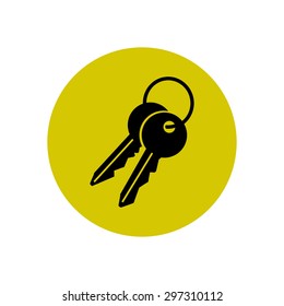 Key icon. Lock symbol. Security sign. Flat design style.