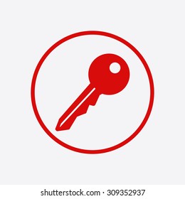 Key icon. Lock symbol. Security sign. Flat design style.