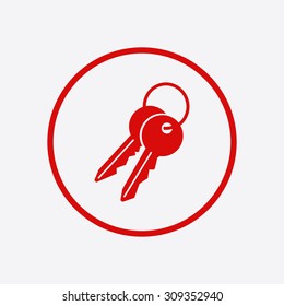 Key icon. Lock symbol. Security sign. Flat design style.