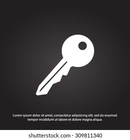 Key icon. Lock symbol. Security sign. Flat design style.