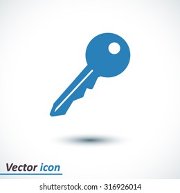 Key icon. Lock symbol. Security sign. Flat design style.