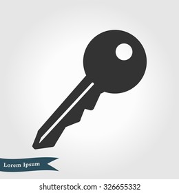 Key icon. Lock symbol. Security sign. Flat design style.