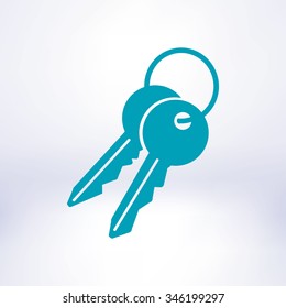 Key icon. Lock symbol. Security sign. Flat design style.