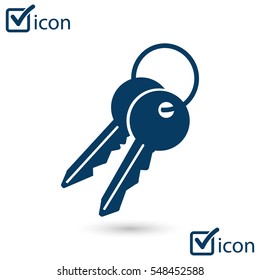 Key icon. Lock symbol. Security sign. Flat design style.