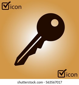 Key icon. Lock symbol. Security sign. Flat design style.