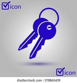 Key icon. Lock symbol. Security sign. Flat design style.