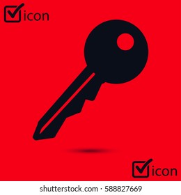 Key icon. Lock symbol. Security sign. Flat design style.