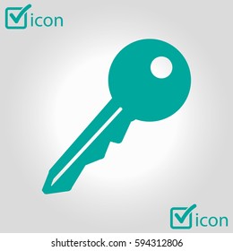 Key icon. Lock symbol. Security sign. Flat design style.
