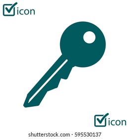 Key icon. Lock symbol. Security sign. Flat design style.