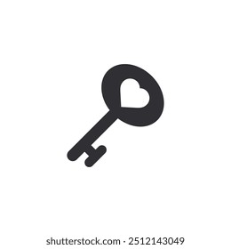 Key icon. Lock or unlock sign. Padlock. Lock symbol. Unblock. Password icon. Access sign. Private access. Logo template. Safety symbol. Door key. Key silhouette. Key with heart. Love symbol. Heart 