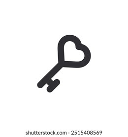 Key icon. Lock or unlock sign. Padlock. Lock symbol. Unblock. Password icon. Access sign. Private access. Logo template. Safety symbol. Door key. Key silhouette. Key with heart. Love symbol. Heart 