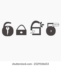 Key icon logo  collection. Padlock icon. Locked and unlocked icons. Security symbol