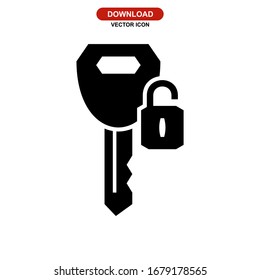 icono de clave o logotipo símbolo de signo aislado ilustración vectorial - iconos vectoriales de estilo negro de alta calidad
