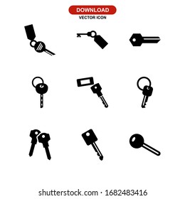 icono de clave o logotipo símbolo de signo aislado ilustración vectorial - Colección de iconos vectoriales de estilo negro de alta calidad

